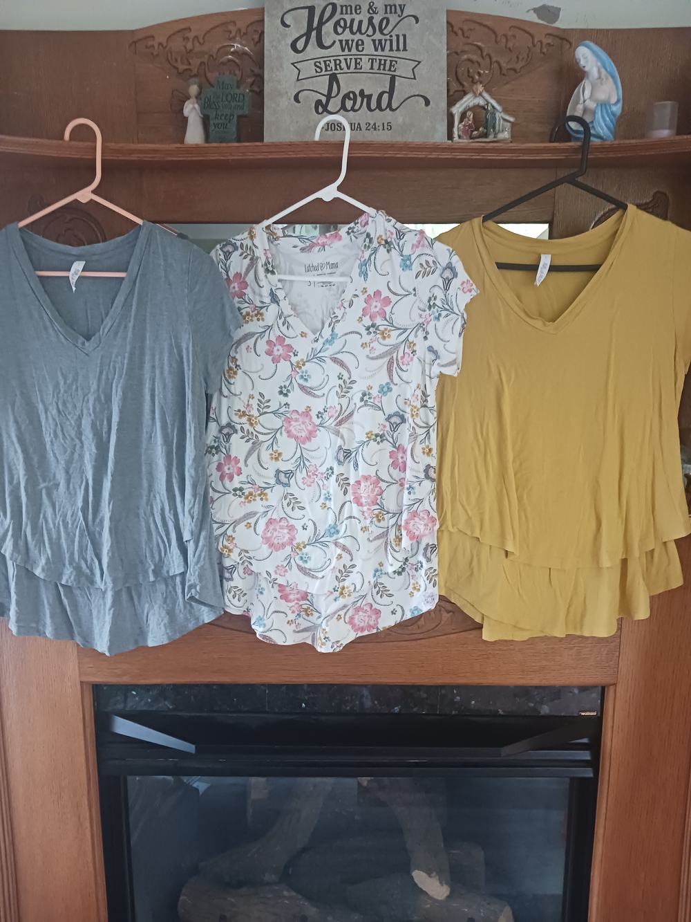 3 | Latched Mama Yellow, Grey & Floral V-Neck Layered Tops